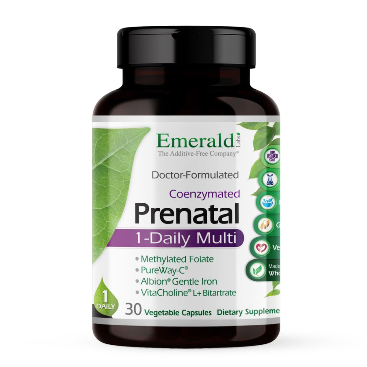 EMERALD LABS Prenatal Multivitamin 30 Capsules front view