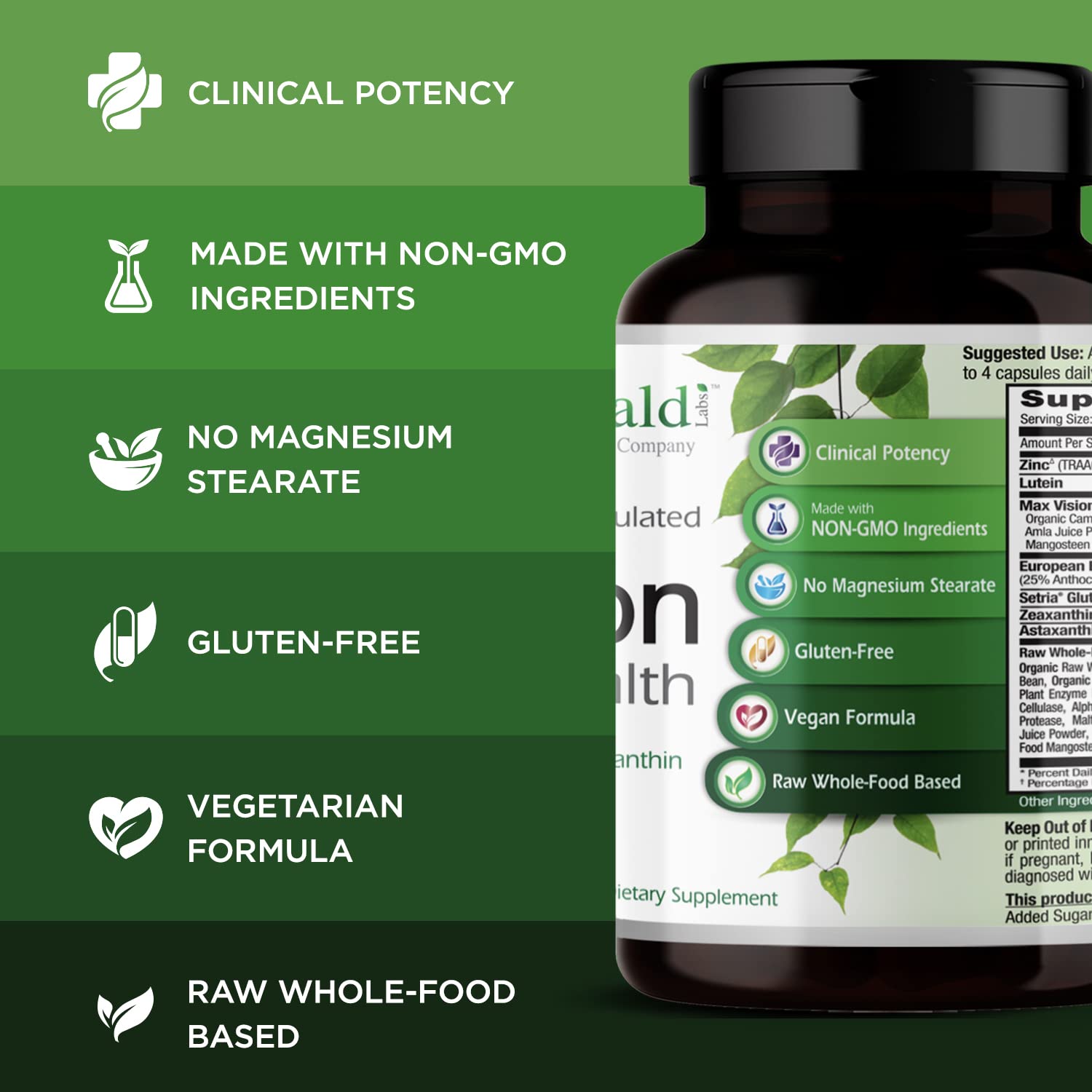 EMERALD LABS Vision Health Lutein Supplement bottle with label