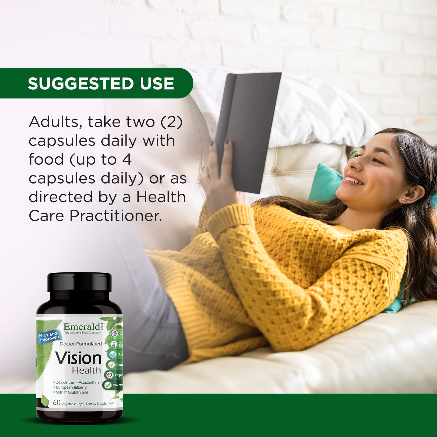 EMERALD LABS Vision Health Lutein Supplement ingredients close-up