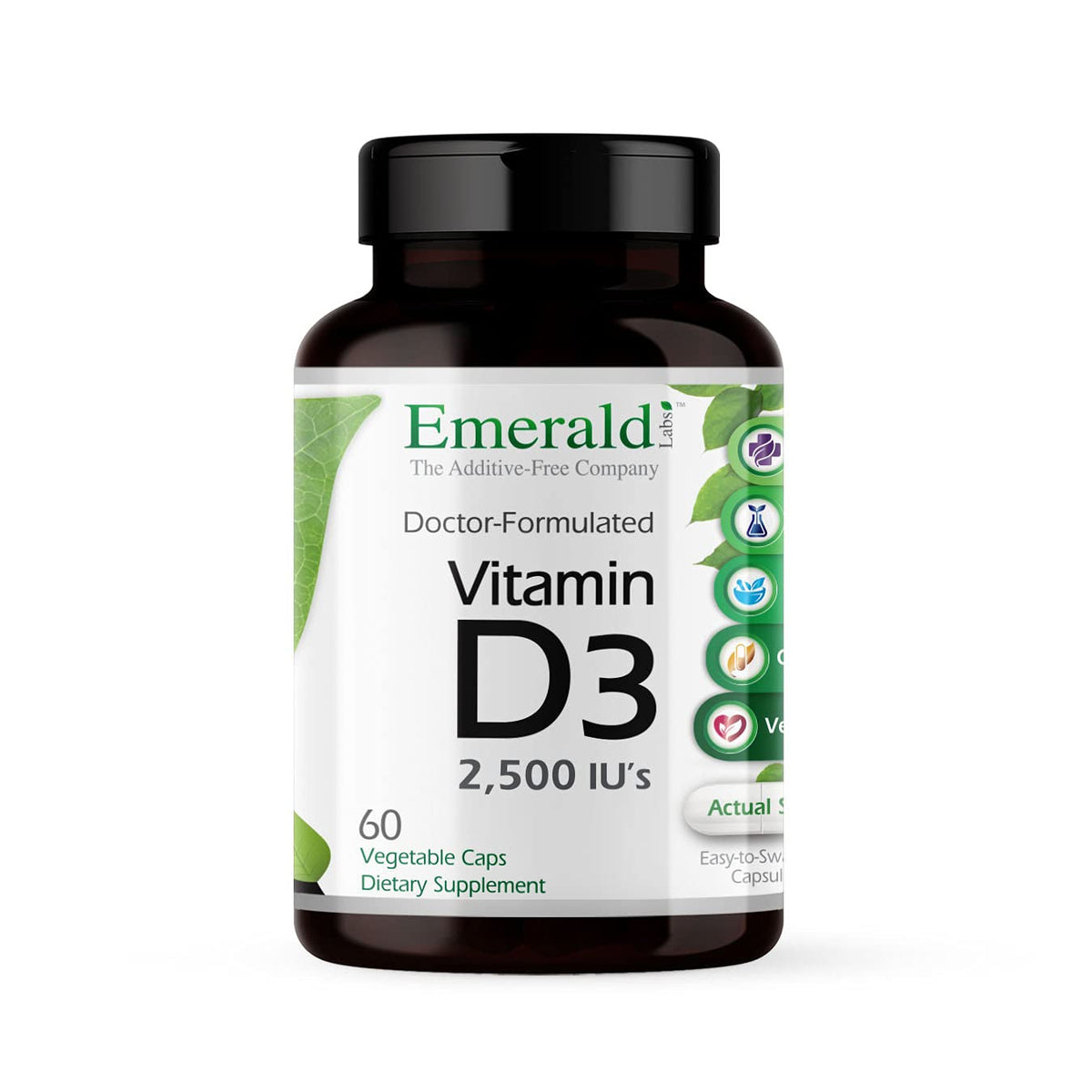 EMERALD LABS Vitamin D3 2500 IU 60 Capsules front view