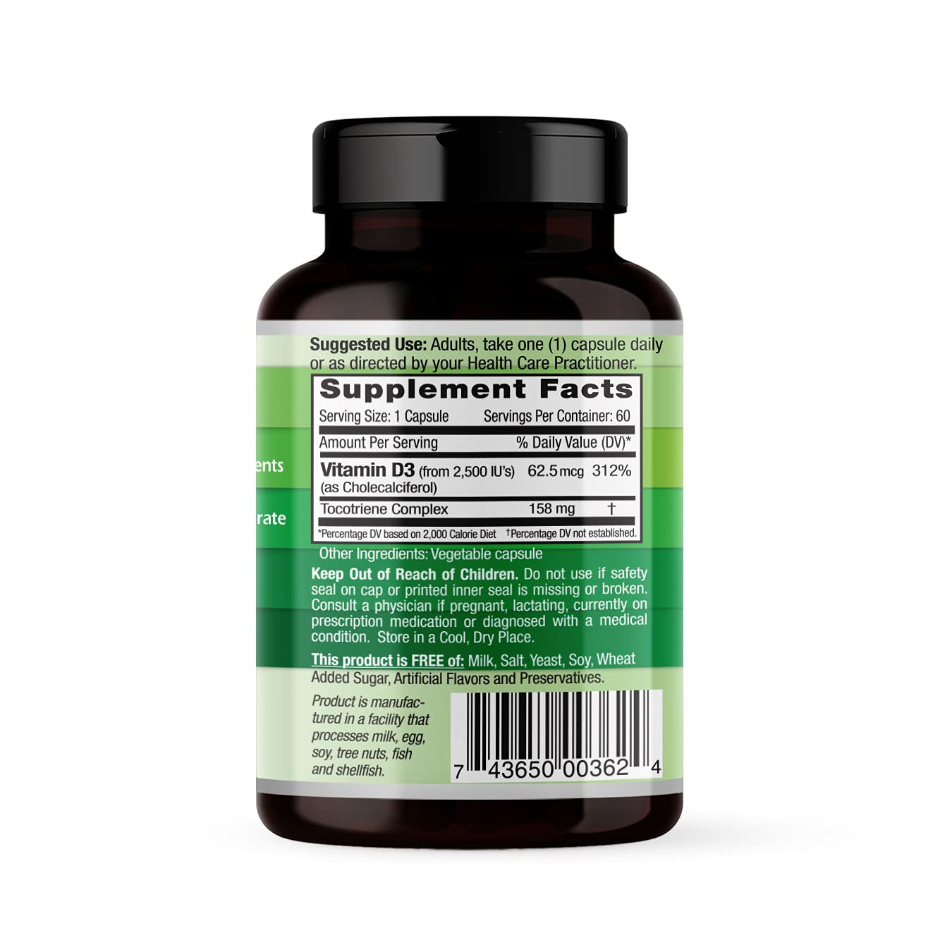 EMERALD LABS Vitamin D3 2500 IU 60 Capsules side view