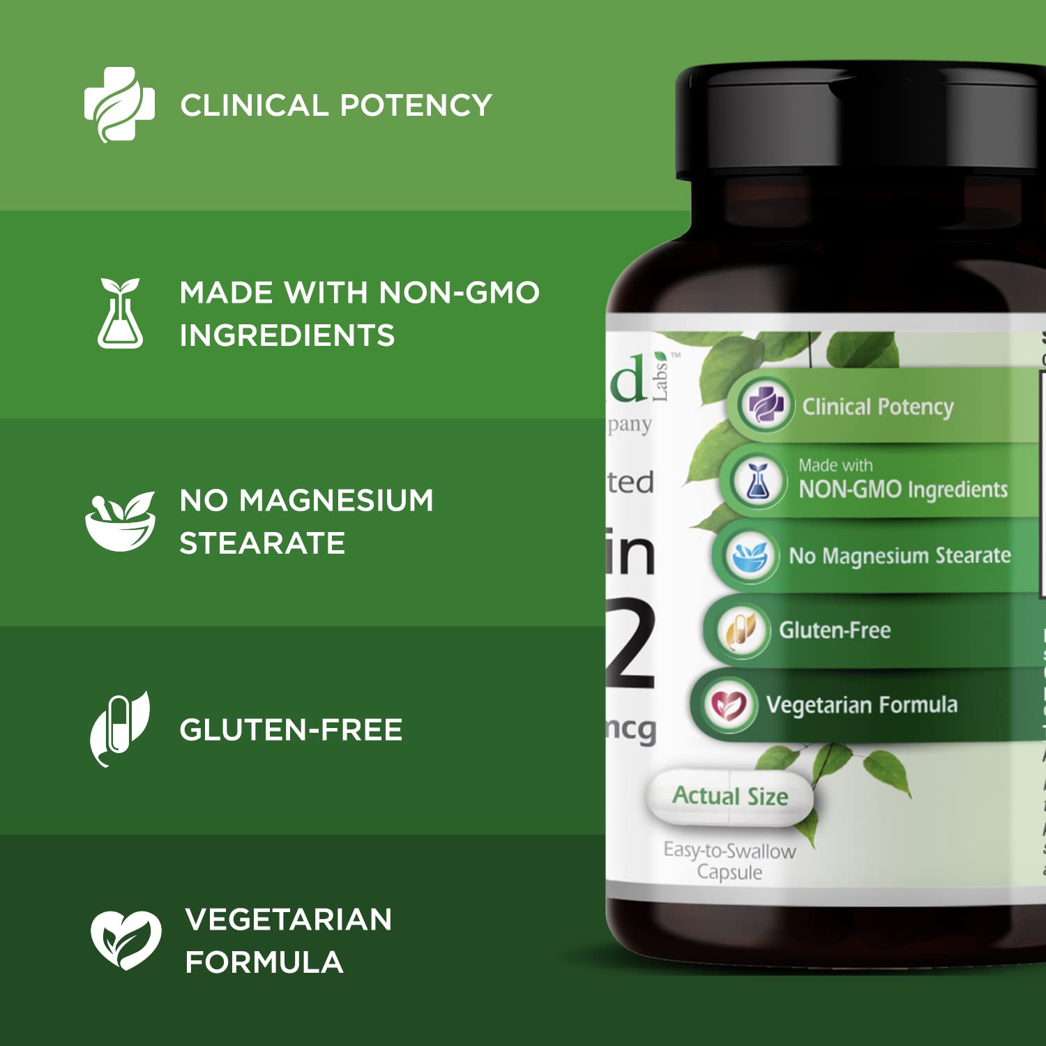 EMERALD LABS Vitamin D3 with K2 5000 IU 60 Capsules back view