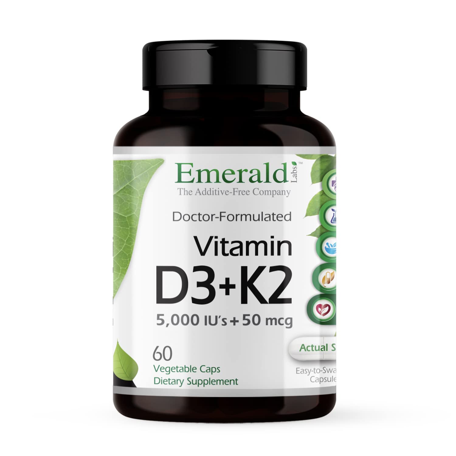EMERALD LABS Vitamin D3 with K2 5000 IU 60 Capsules front view
