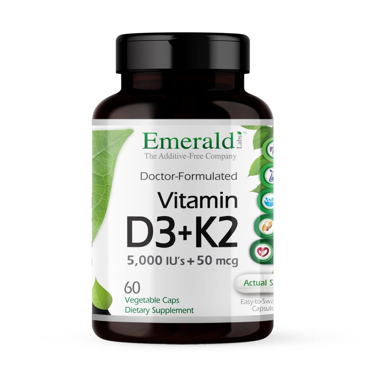 EMERALD LABS Vitamin D3 with K2 5000 IU 60 Capsules front view