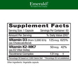 EMERALD LABS Vitamin D3 with K2 5000 IU 60 Capsules side view