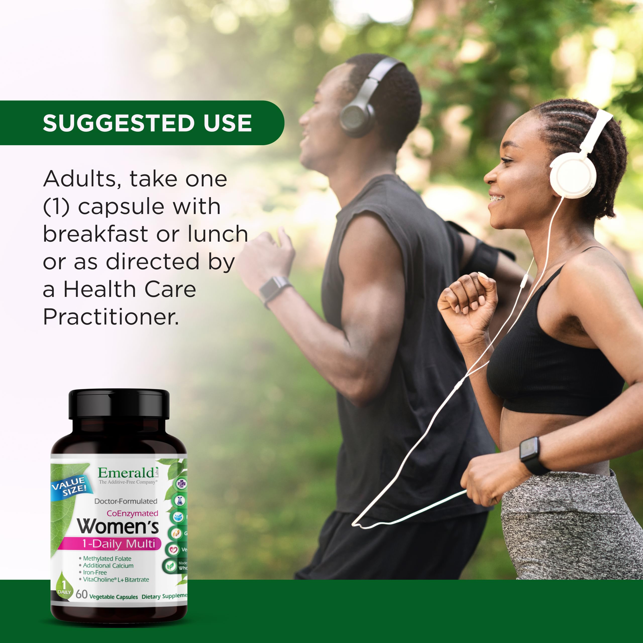 EMERALD LABS Women's 1-Daily Multi 60 Capsules opened bottle