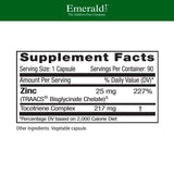 EMERALD LABS Zinc Supplement 90 capsules bottle side view