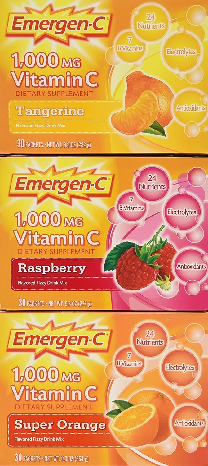 Emergen-C 1000 mg Vitamin C 90 Pack assorted flavours front view