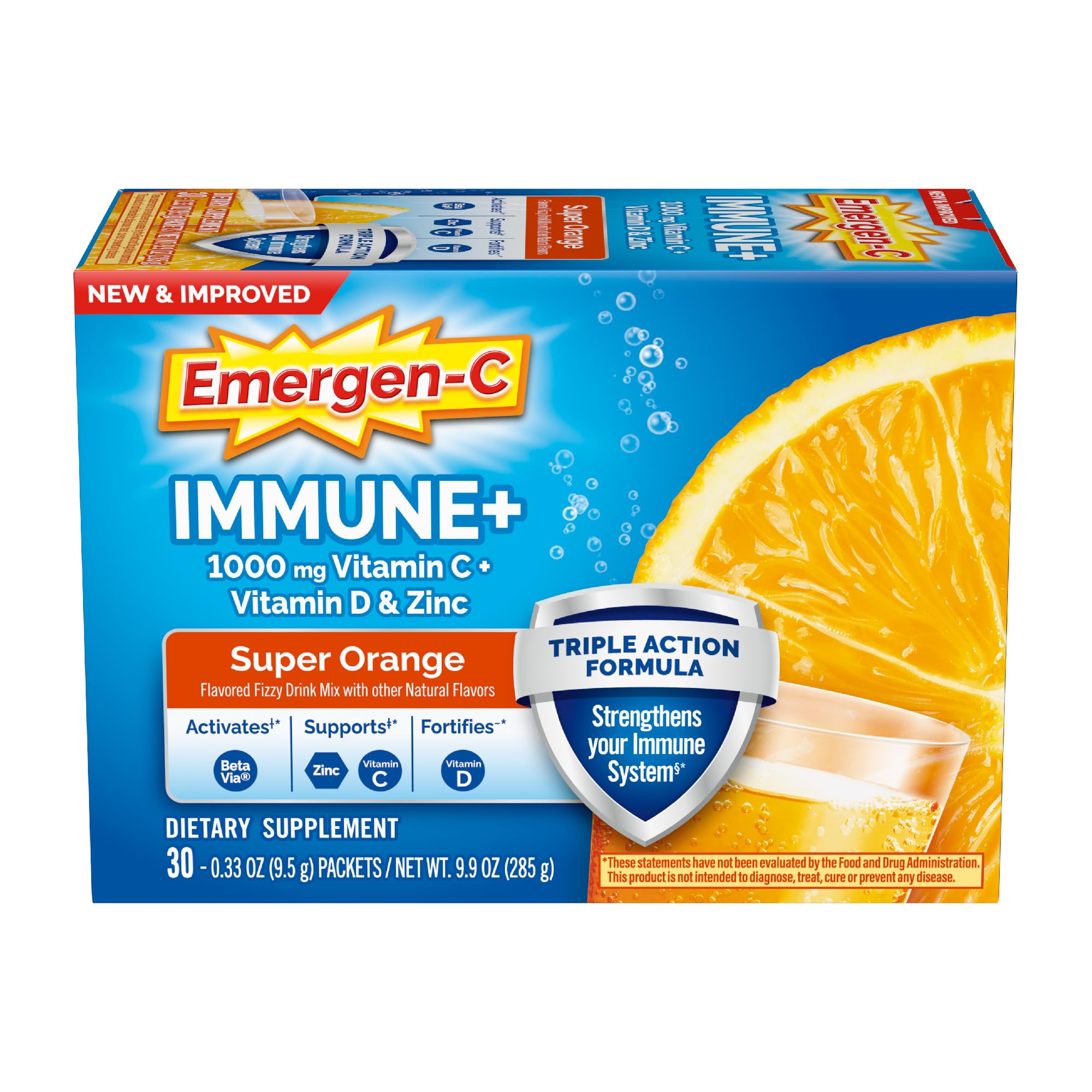 Emergen-C daily wellness+ Triple Action Powder 30ct box front view