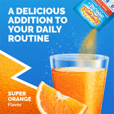 Emergen-C daily wellness+ Triple Action Powder with glass of water
