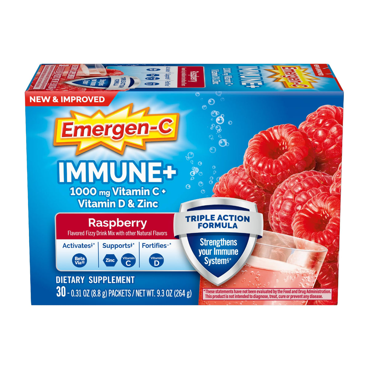 Emergen-C daily wellness+ Triple Action Vitamin C Powder box front view