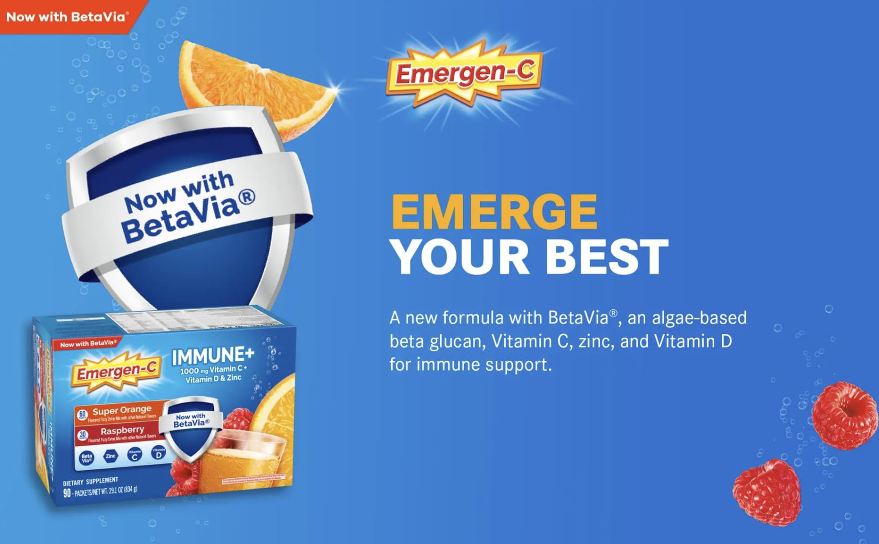 Emergen-C daily wellness+ Vitamin C 1000mg 90 packets box packaging