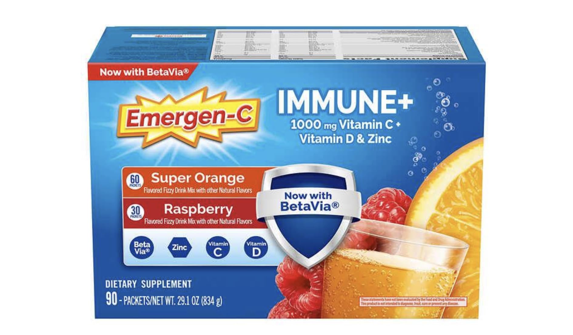 Emergen-C daily wellness+ Vitamin C 1000mg packet with Super Orange flavour