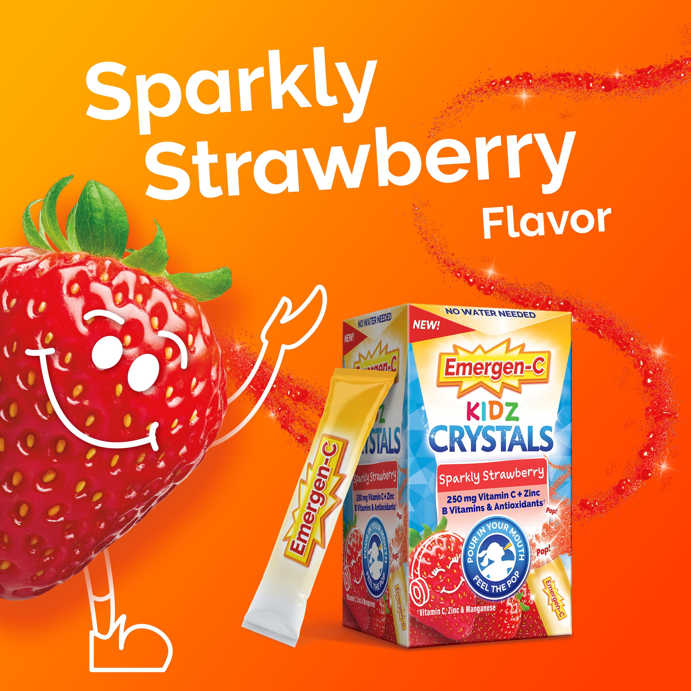 Emergen-C Kidz Crystals being poured into hand