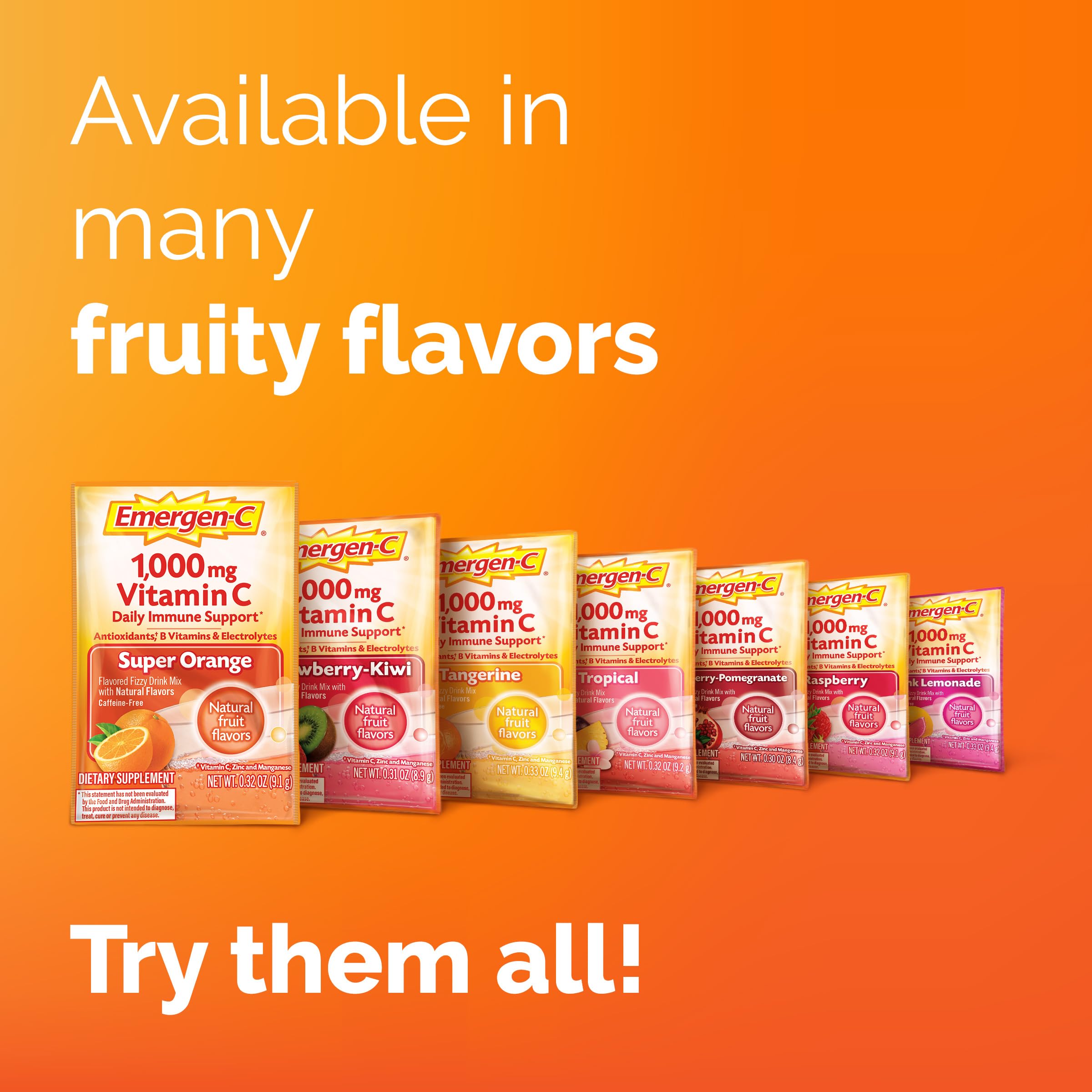 Emergen-C Raspberry drink mix with ingredients list