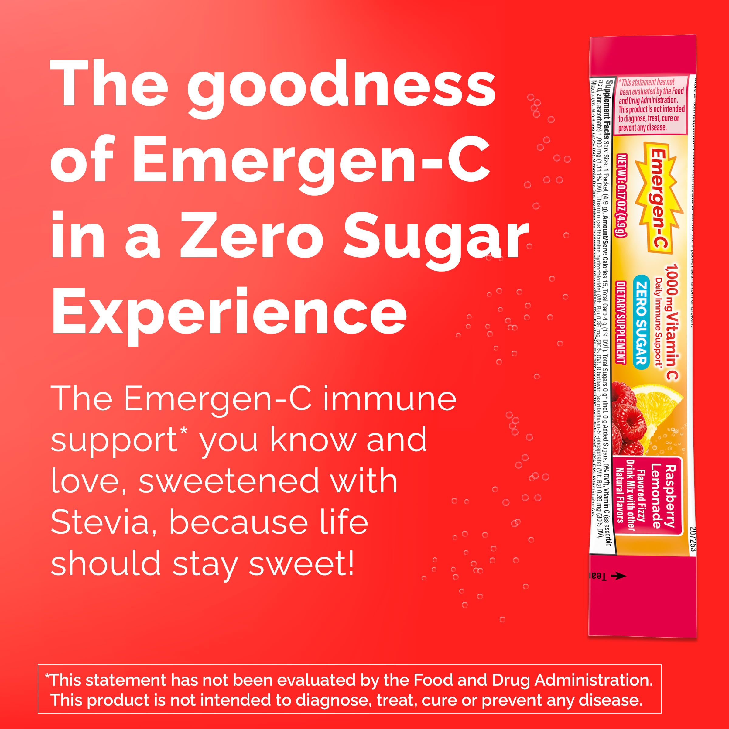 Emergen-C Vitamin C Powder 1000 mg Raspberry Lemonade back view