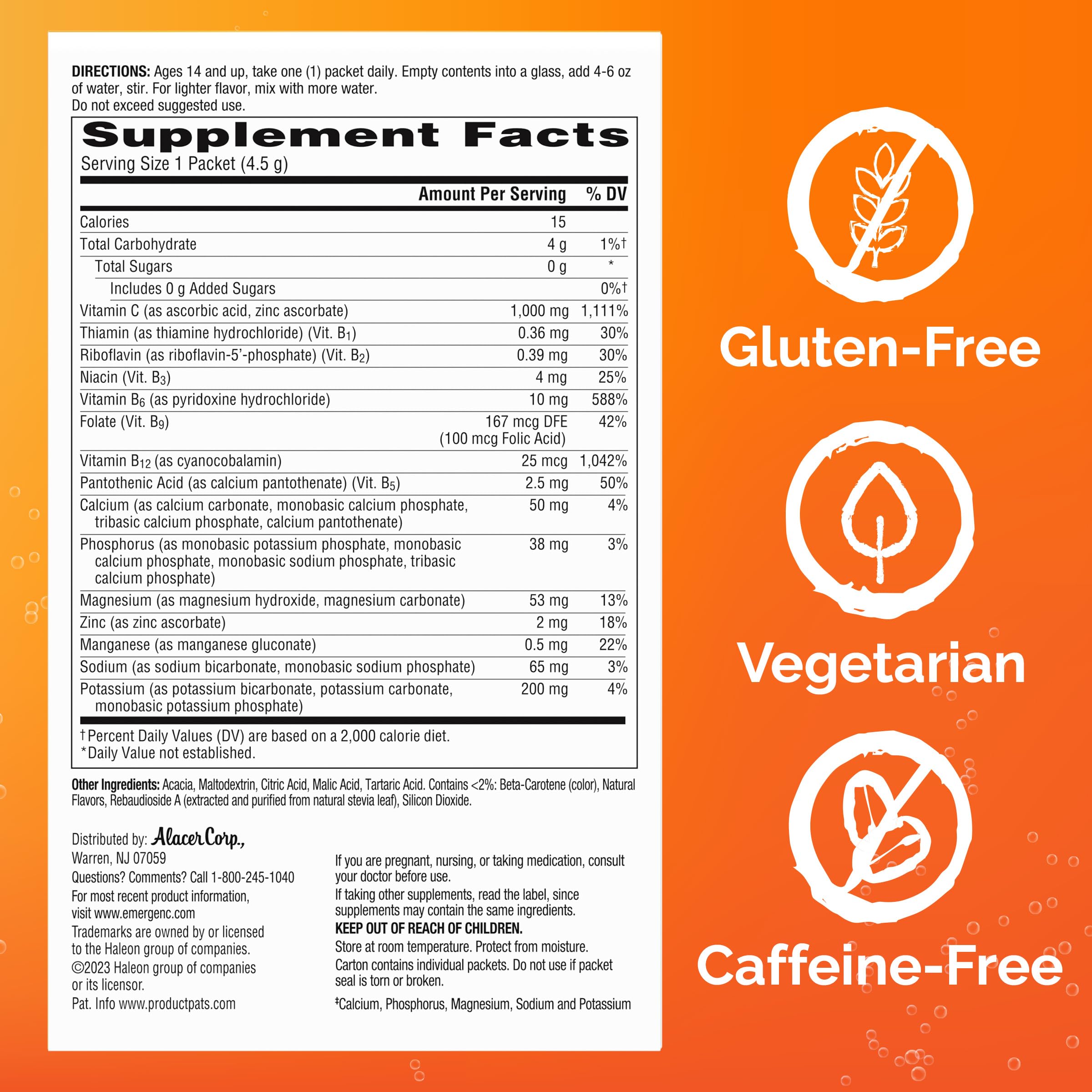 Emergen-C Vitamin C Powder 1000 mg Raspberry Lemonade box packaging