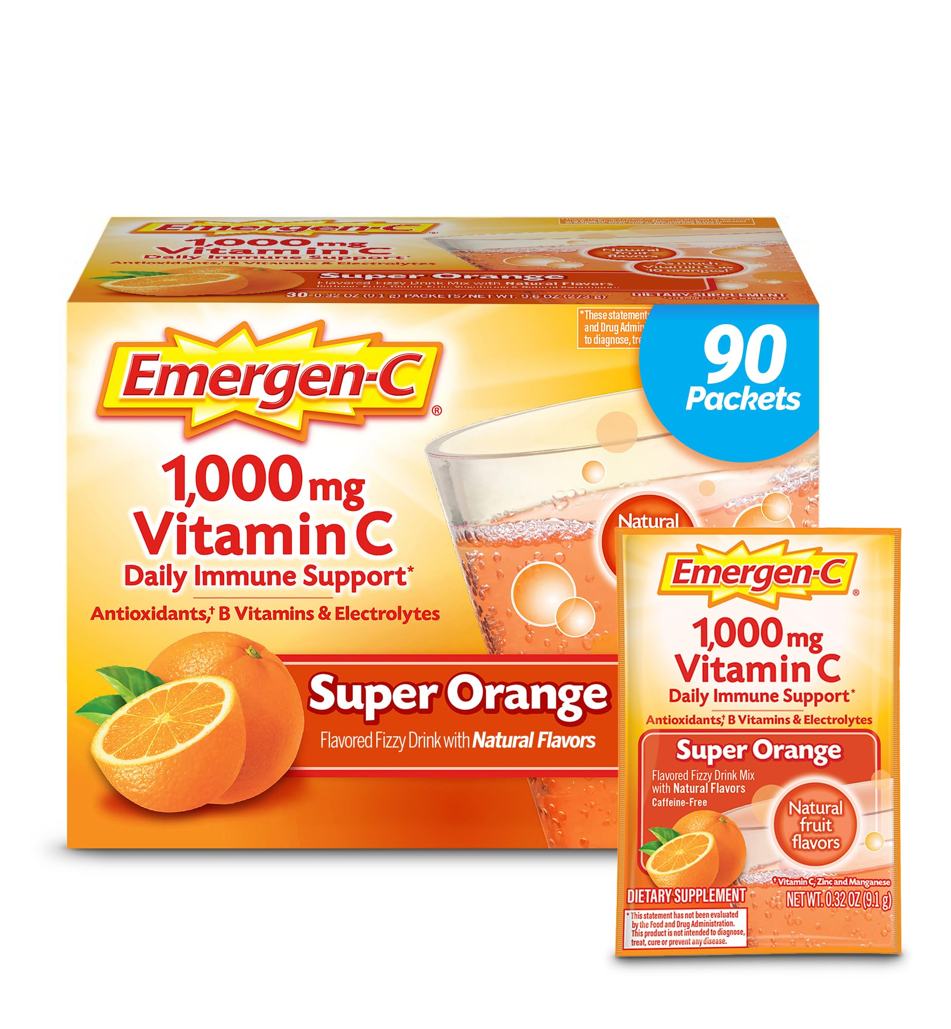 Emergen-C Vitamin C Powder Super Orange flavour front view