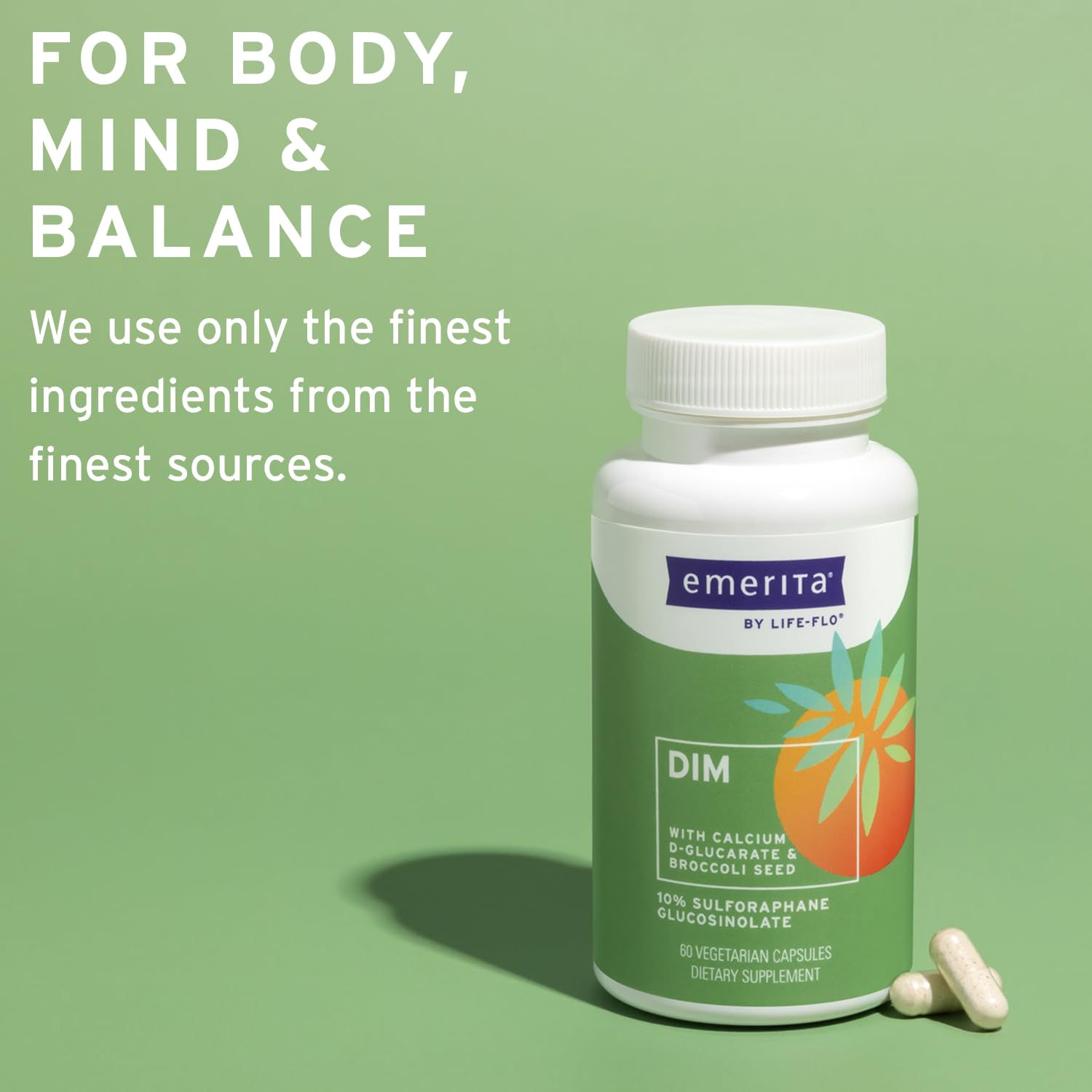 Emerita DIM Supplement bottle with measuring spoon