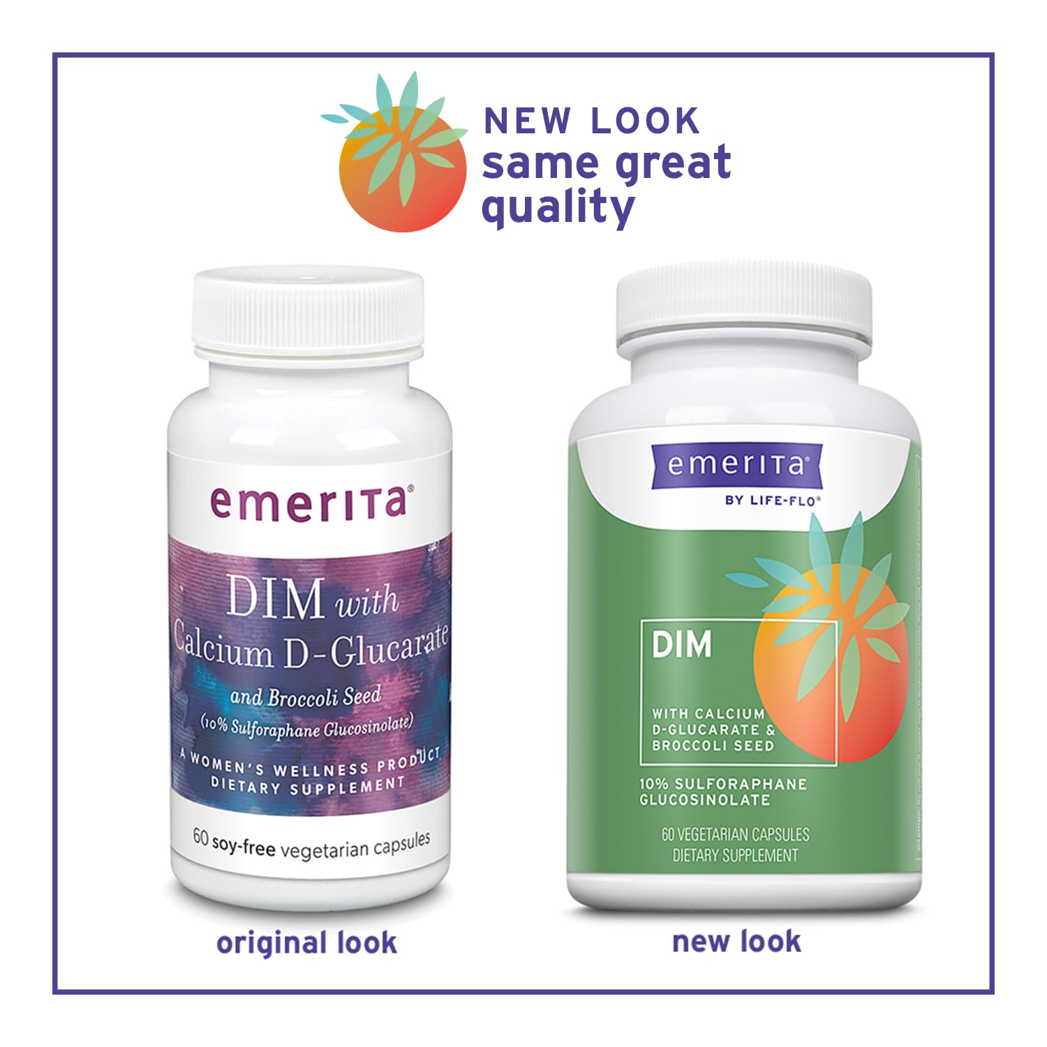 Emerita DIM Supplement capsules in a bottle