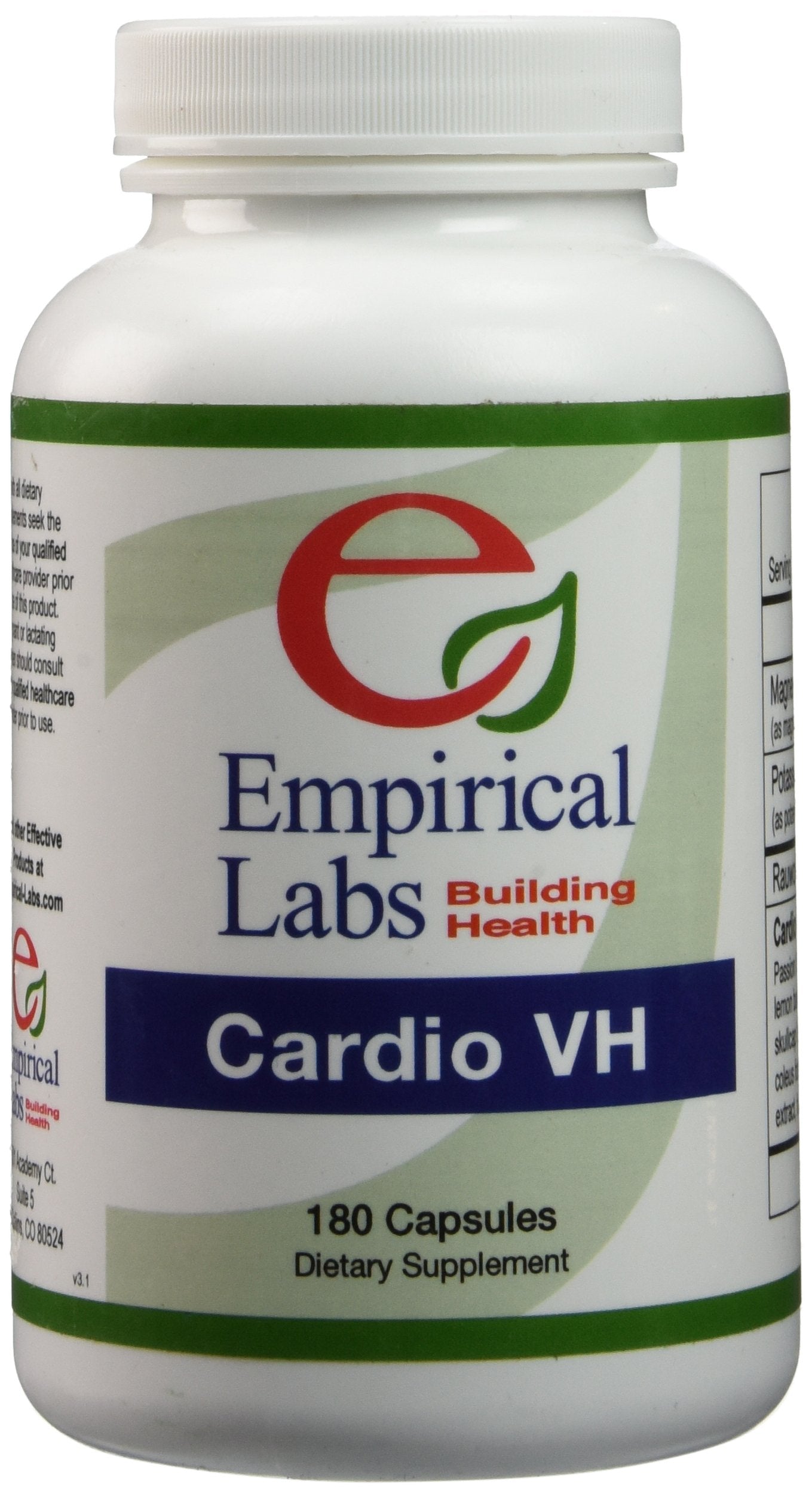 Empirical Labs Cardio VH 180 Caps dietary supplement bottle front view