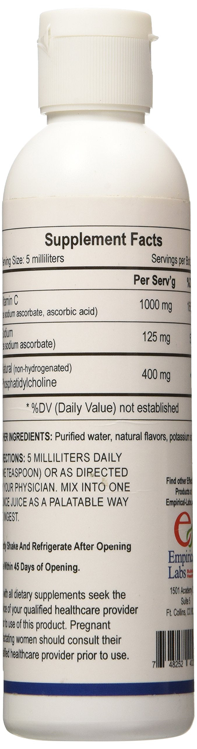 Empirical Labs Liposomal Vitamin C 5 oz bottle side view with label details