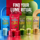 Emporium Lab ELOHIM LUME Blue daily wellness Drink Mix with ingredients on a kitchen counter
