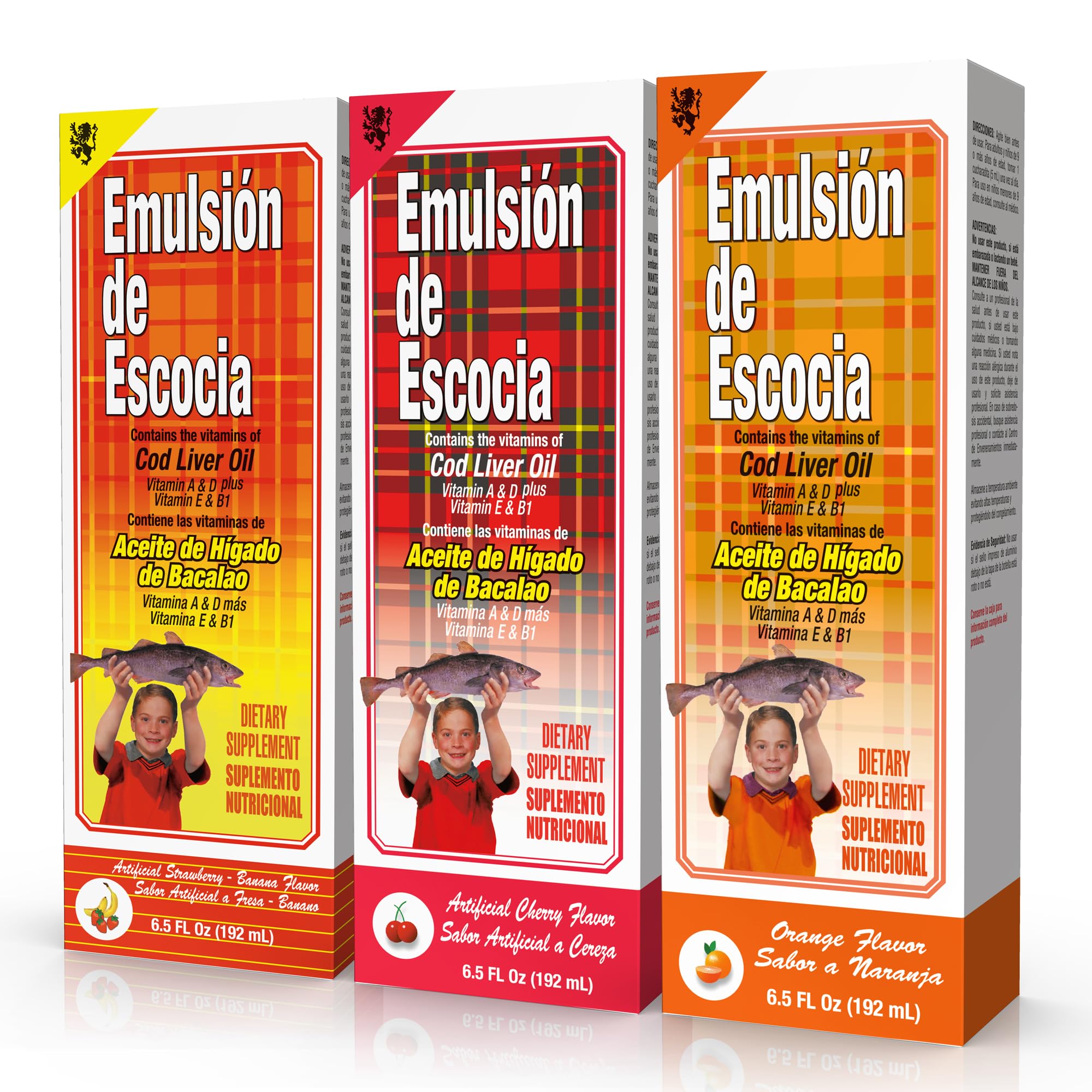 Emulsion de Escocia Omega-3 liquid supplement front view with cherry flavour