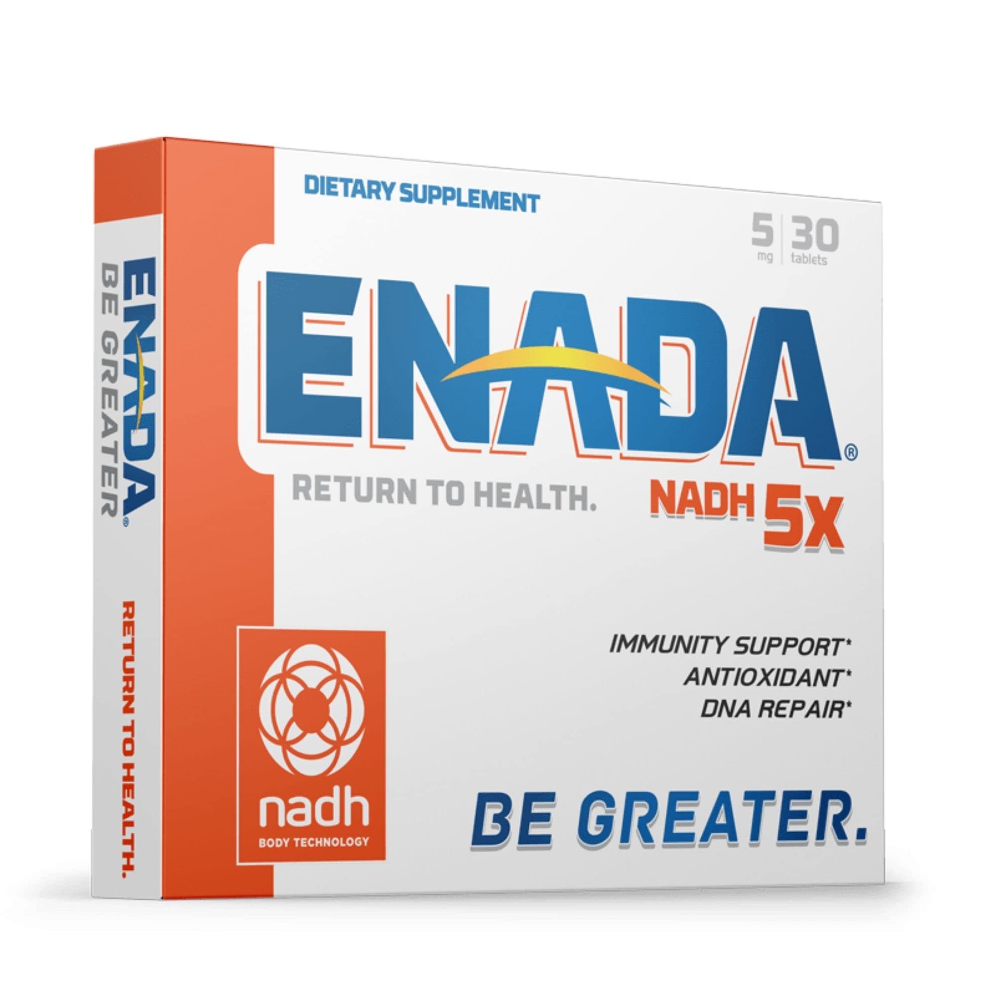 ENADA NADH Blended Vitamin & Mineral Supplement 30 Tablets front view
