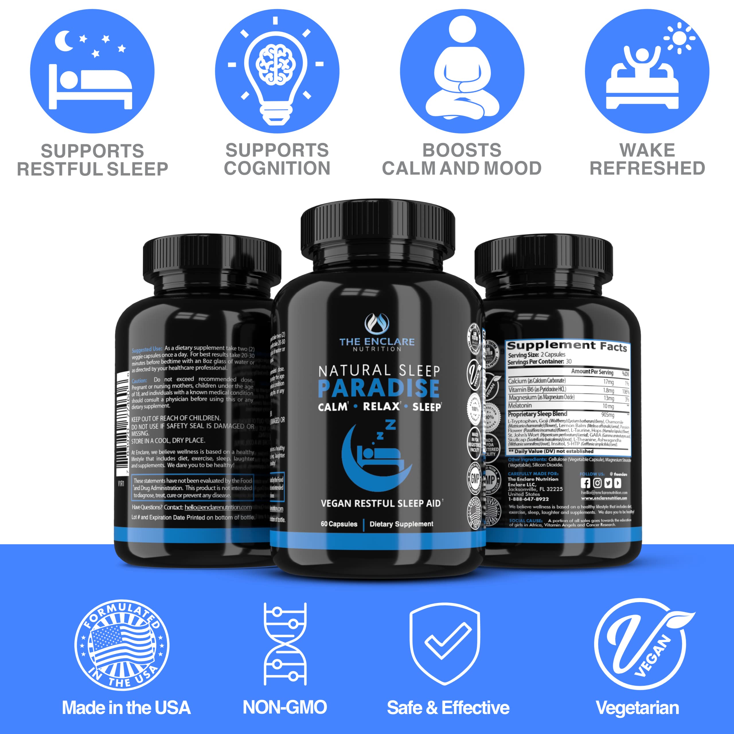 Enclare Melatonin 10mg Sleep Aid displayed on a table