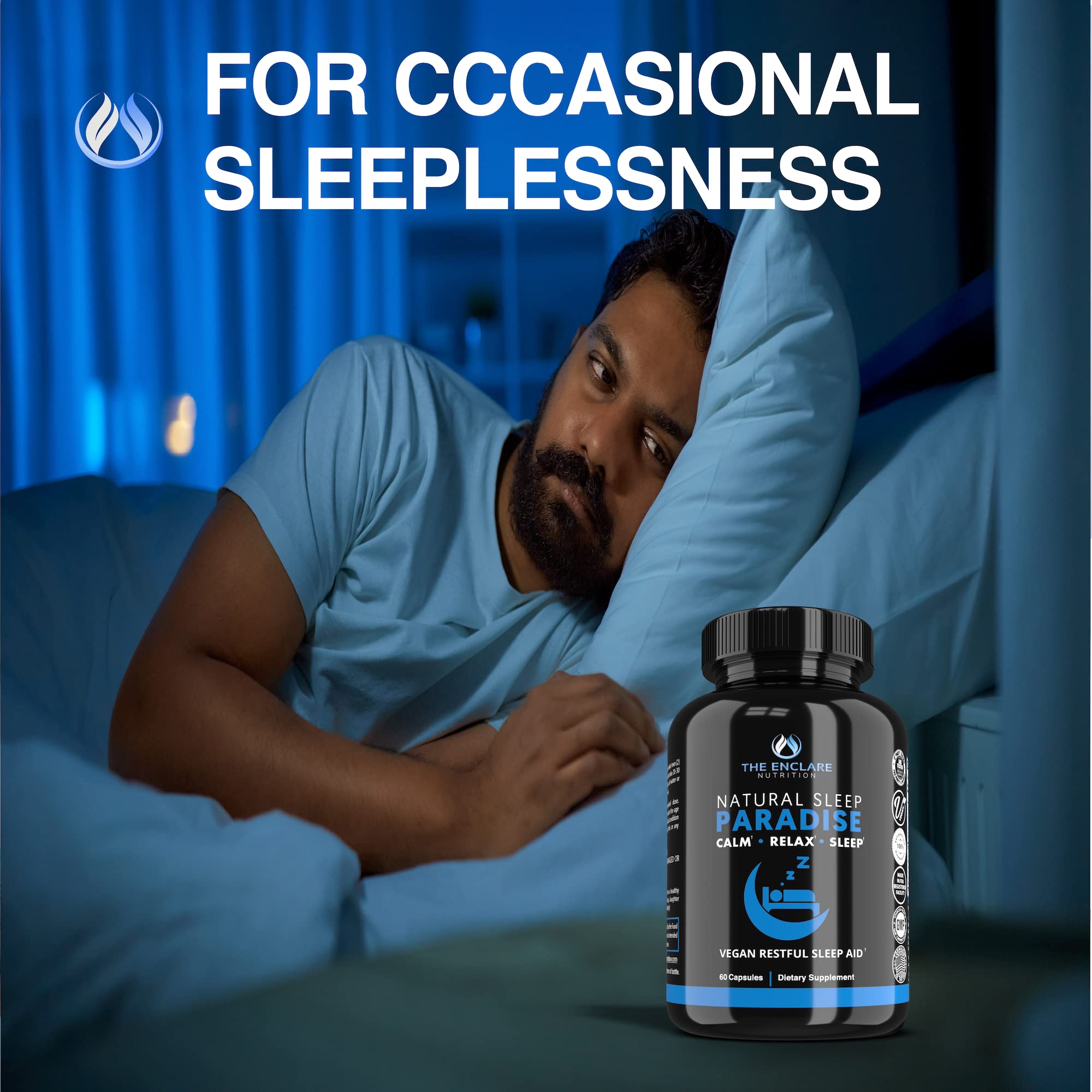 Enclare Melatonin 10mg Sleep Aid with a glass of water