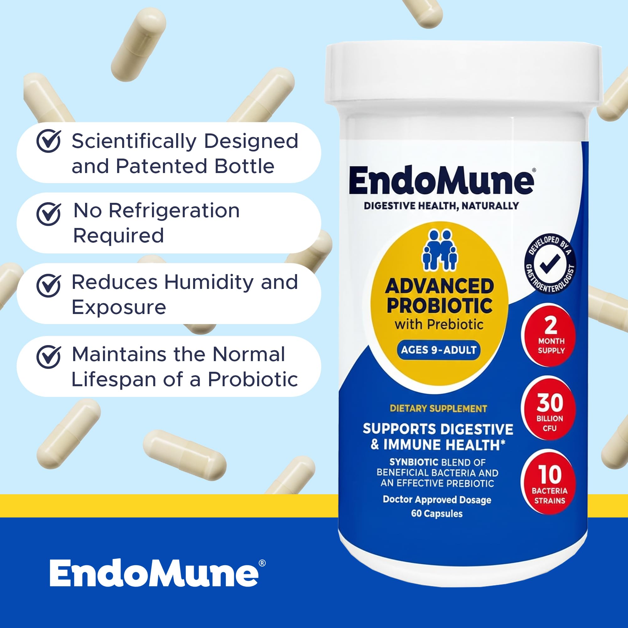 Endomune Probiotic Supplement close-up of vegan capsule