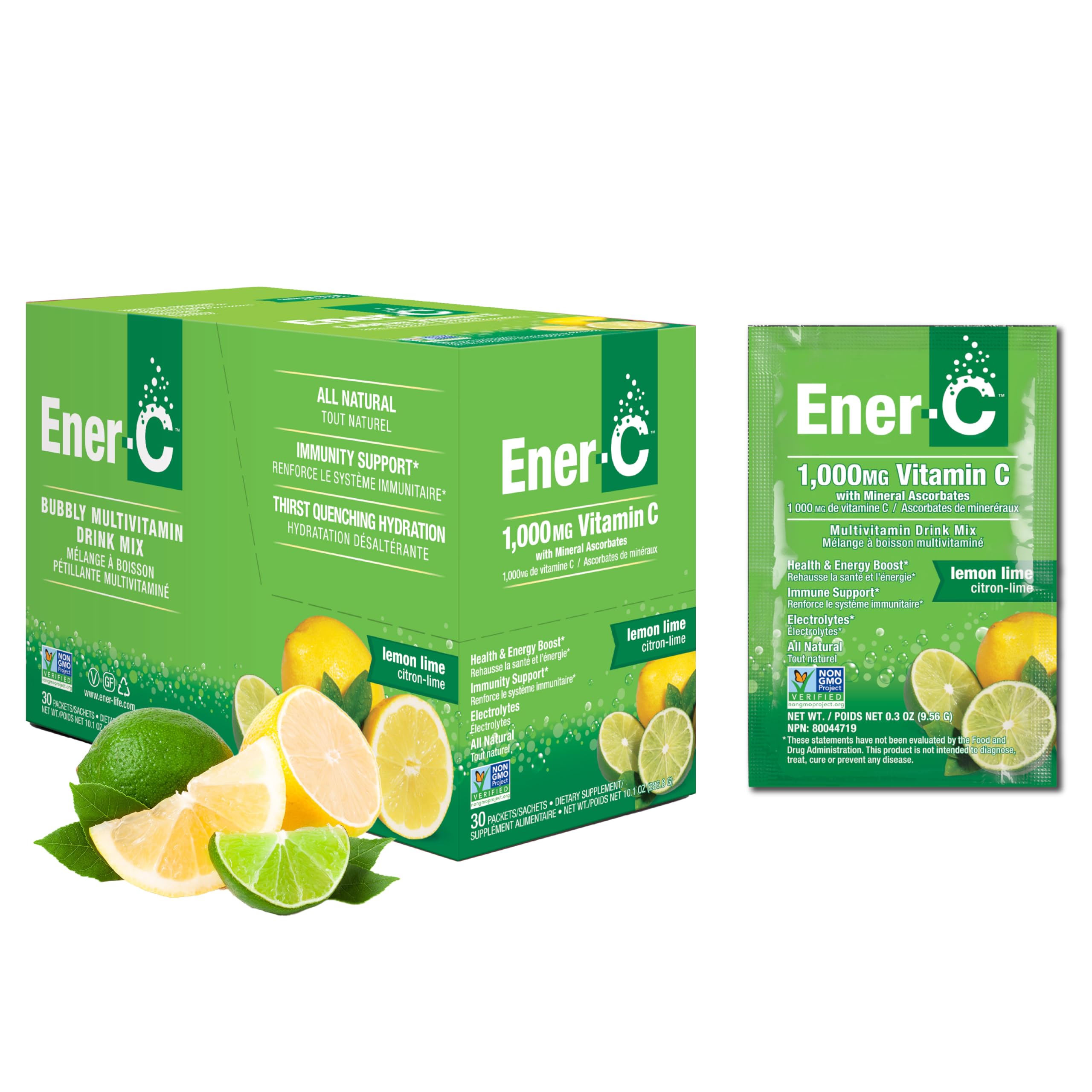 Ener-C Multivitamin Powder Packets front view with packaging