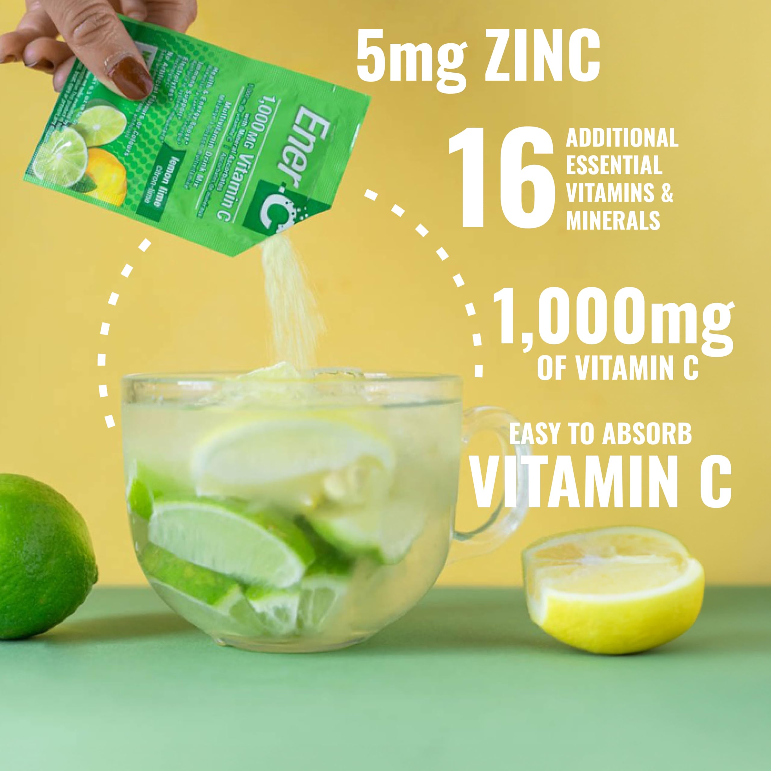 Ener-C Multivitamin Powder Packets in a glass of water