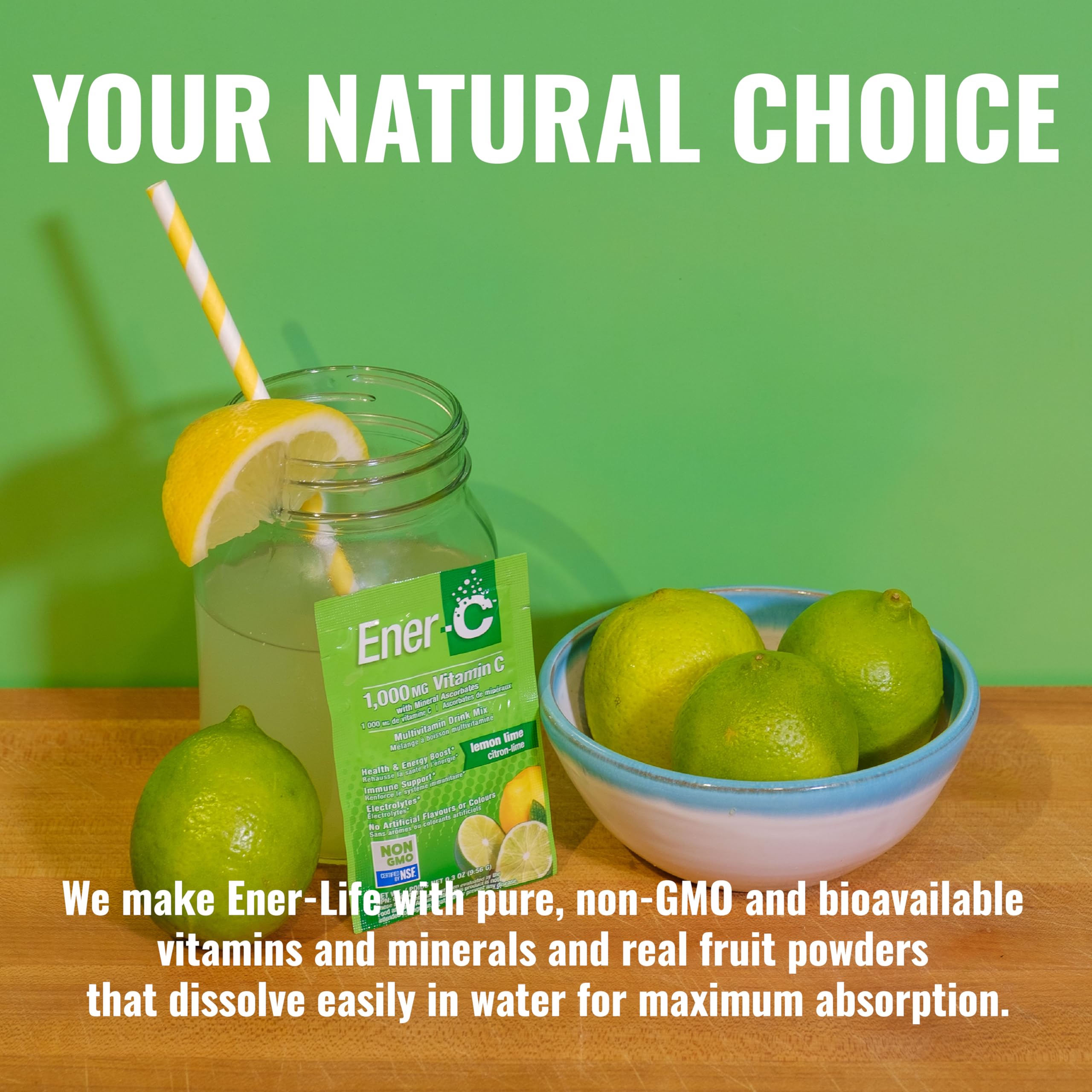 Ener-C Multivitamin Powder Packets with a measuring spoon