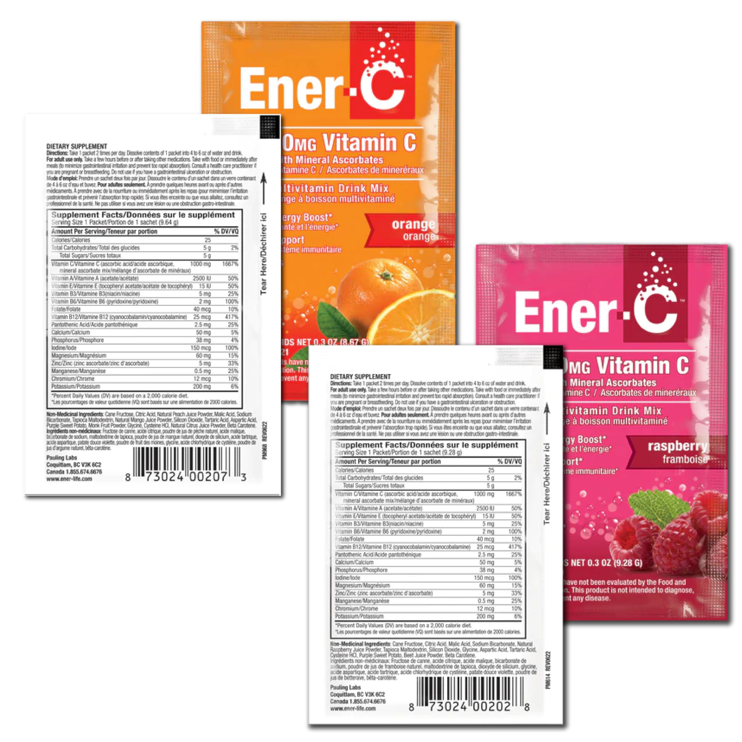 Ener-C Multivitamin Powder Packets with serving suggestion