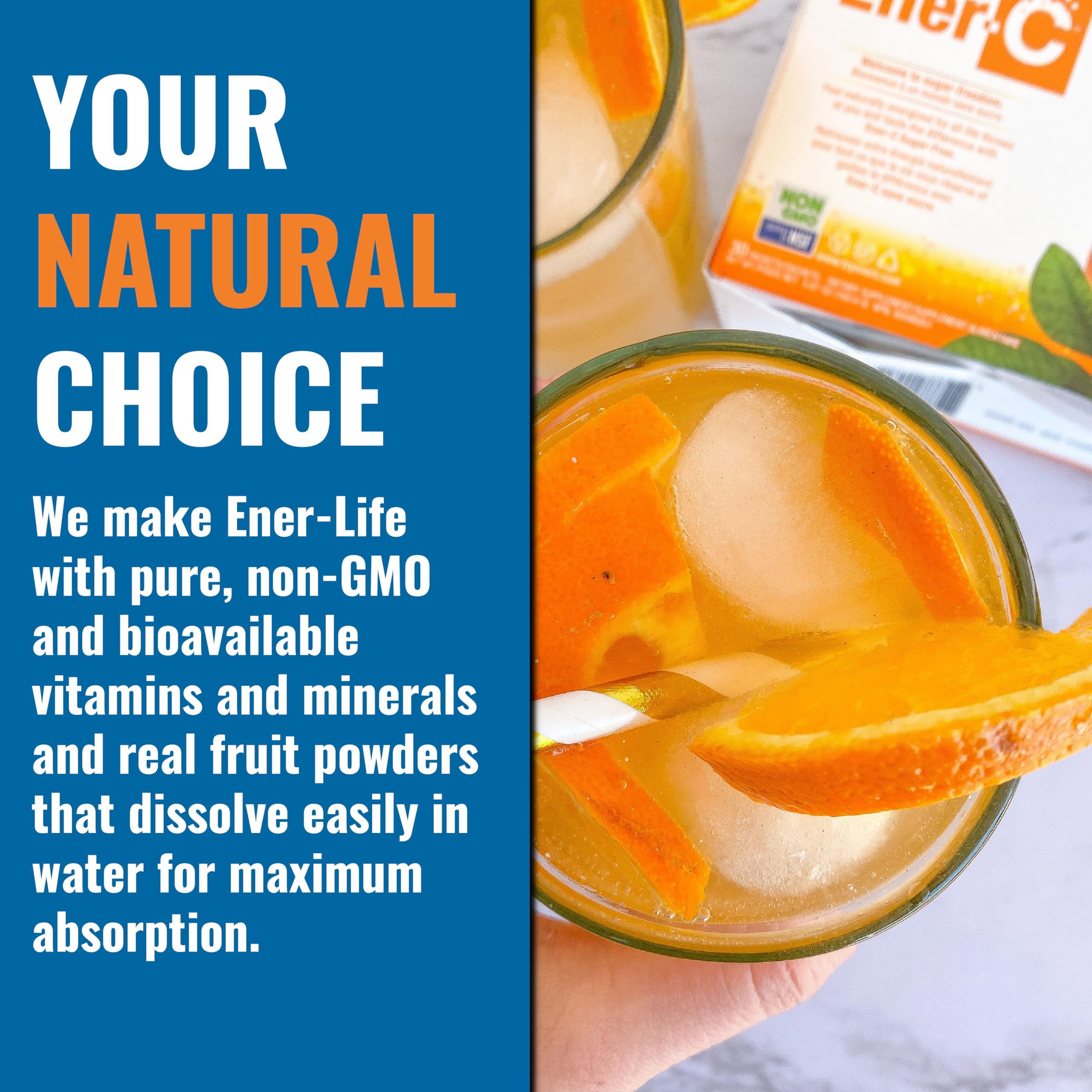 Ener-C Vitamin C Hydration Powder 1000mg displayed on a kitchen counter