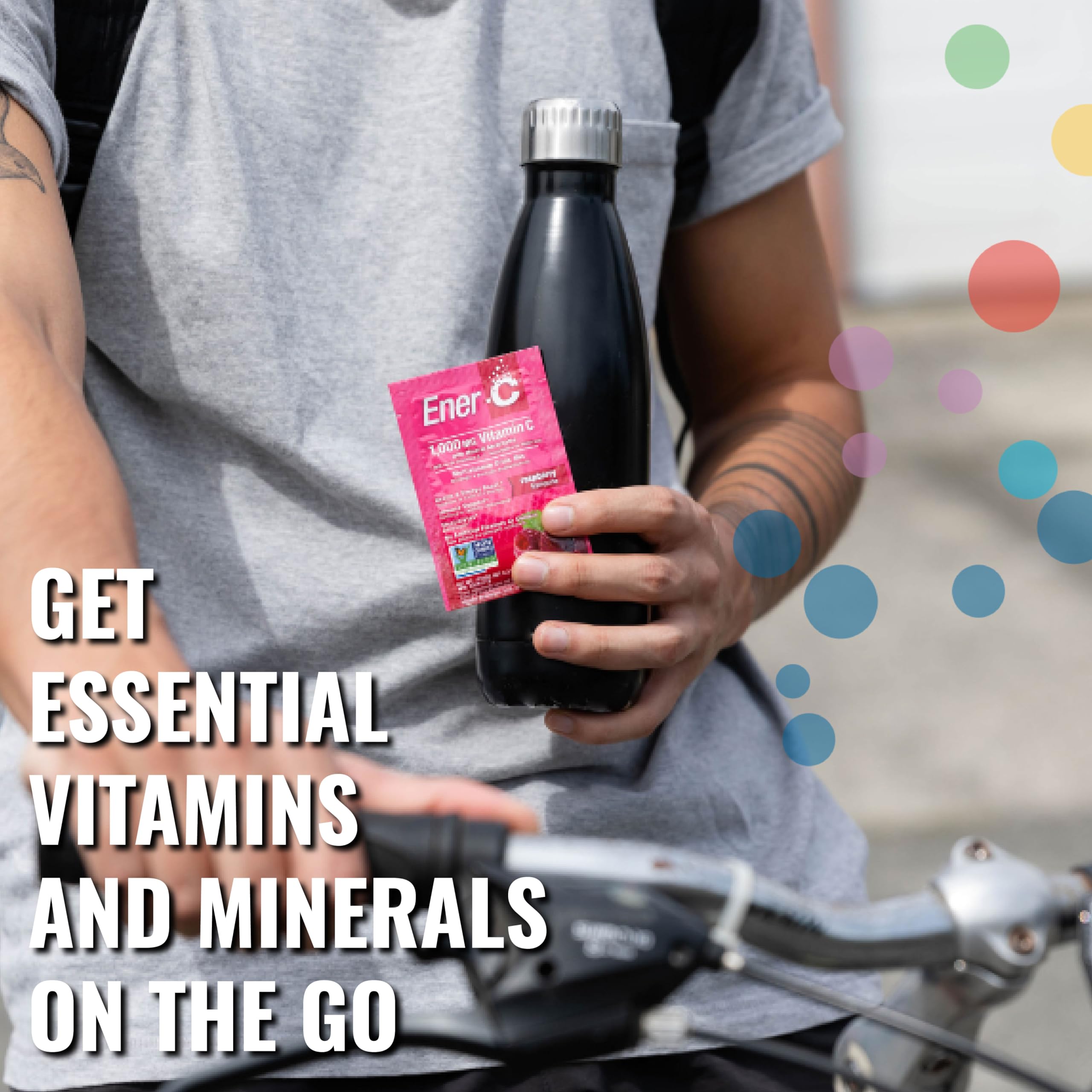 Ener-C Vitamin C Multivitamin Powder Packets mixed in water