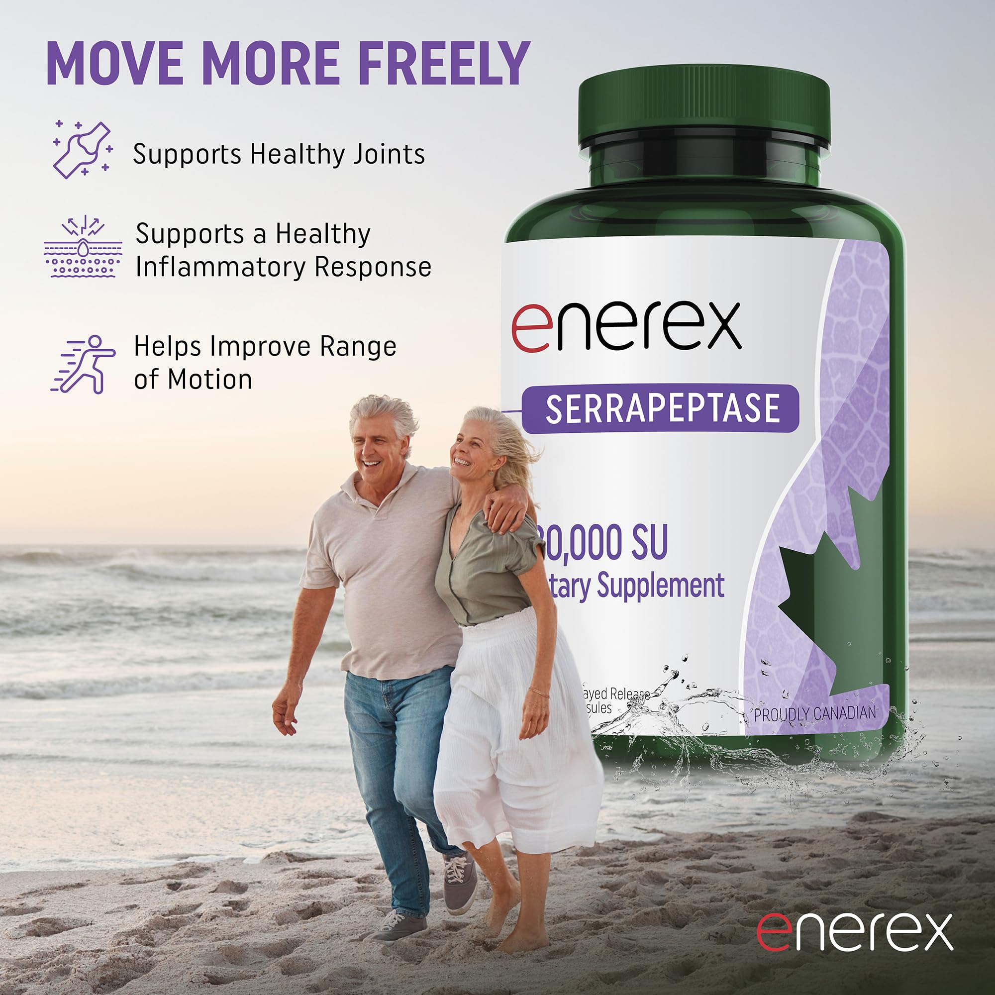 ENEREX Serrapeptase Multi-Enzyme Supplement with a glass of water