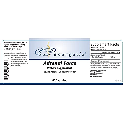 Energetix Adrenal Force 60 Capsules side view with packaging