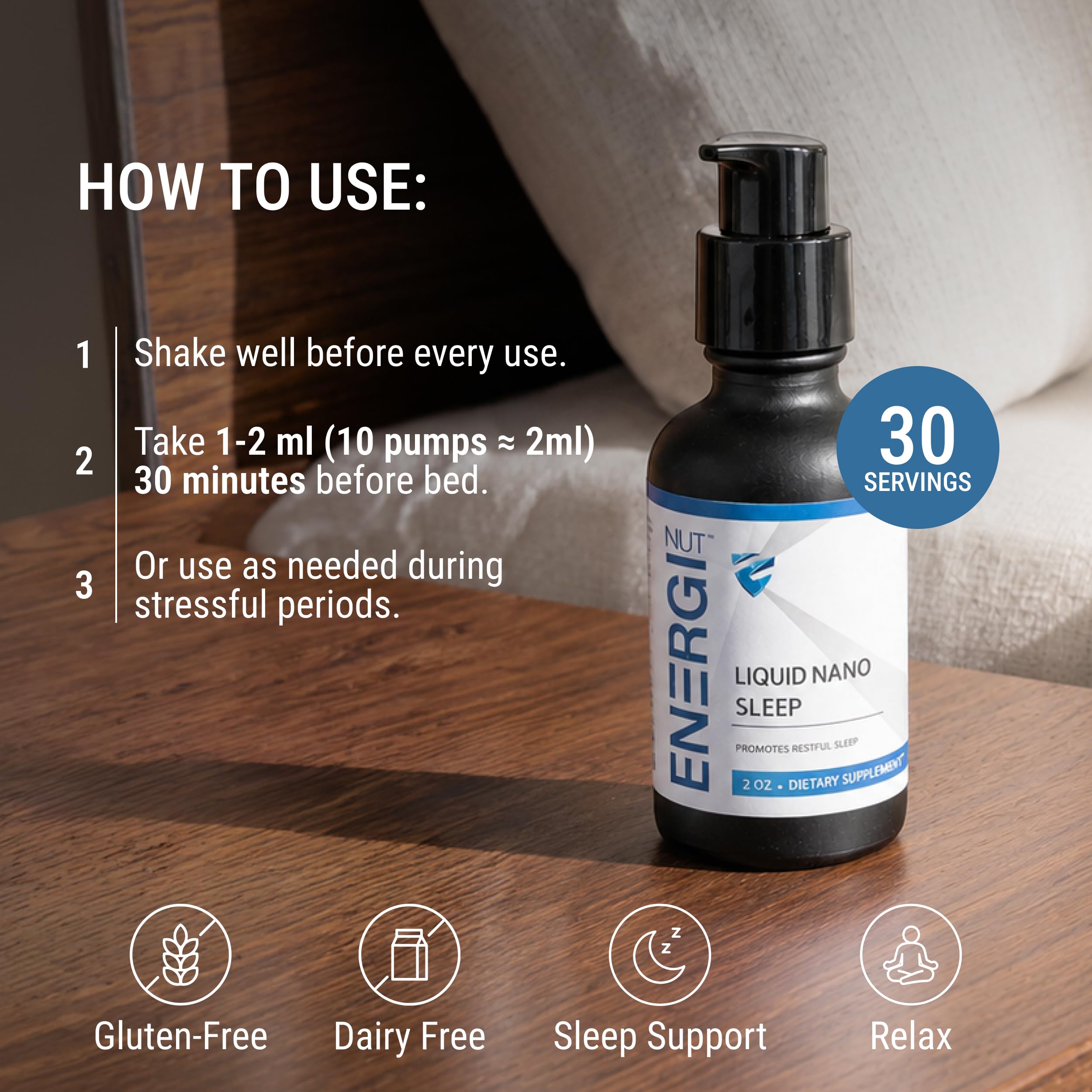 ENERGI Liquid Sleep Aid 1mg Melatonin packaging details