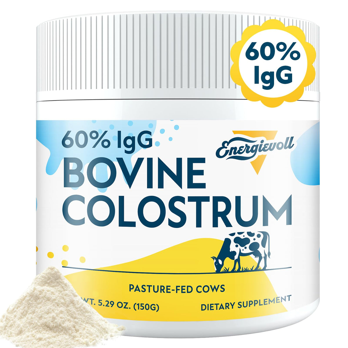 Energievoll Grass-Fed Colostrum Powder front view packaging