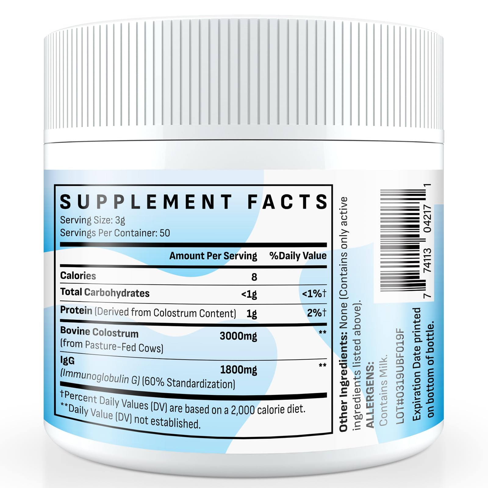 Energievoll Grass-Fed Colostrum Powder on a kitchen counter