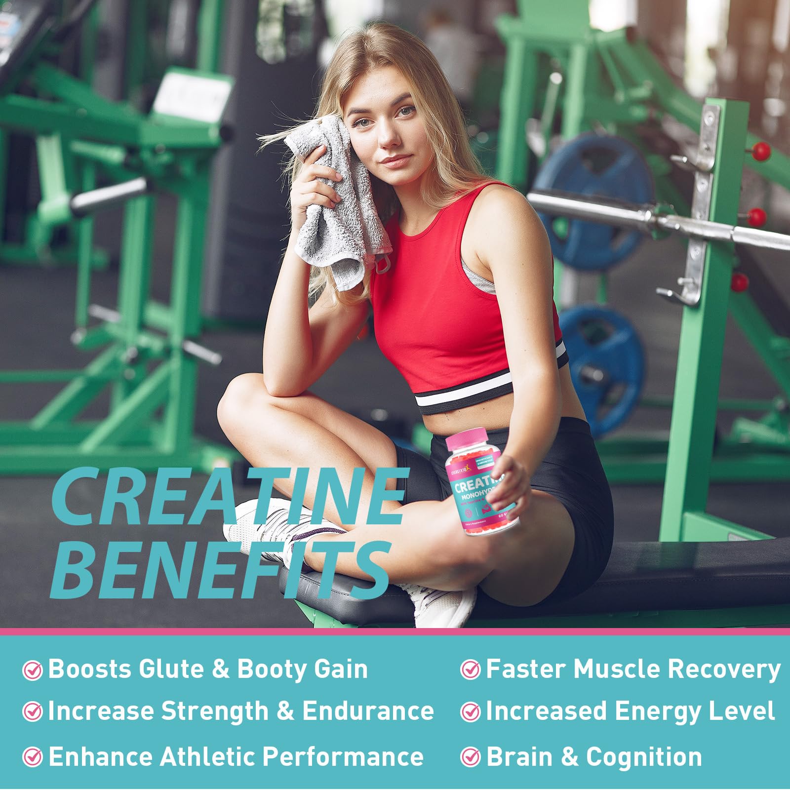 Energixir Creatine Gummies showing berry flavour