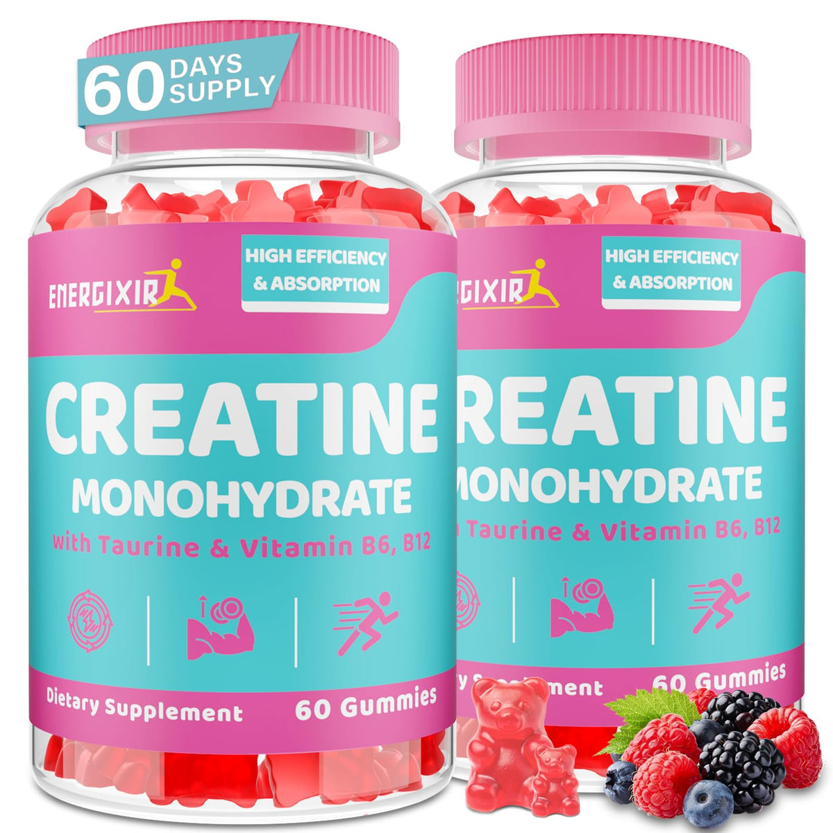 Energixir Creatine Monohydrate Gummies bottle front view
