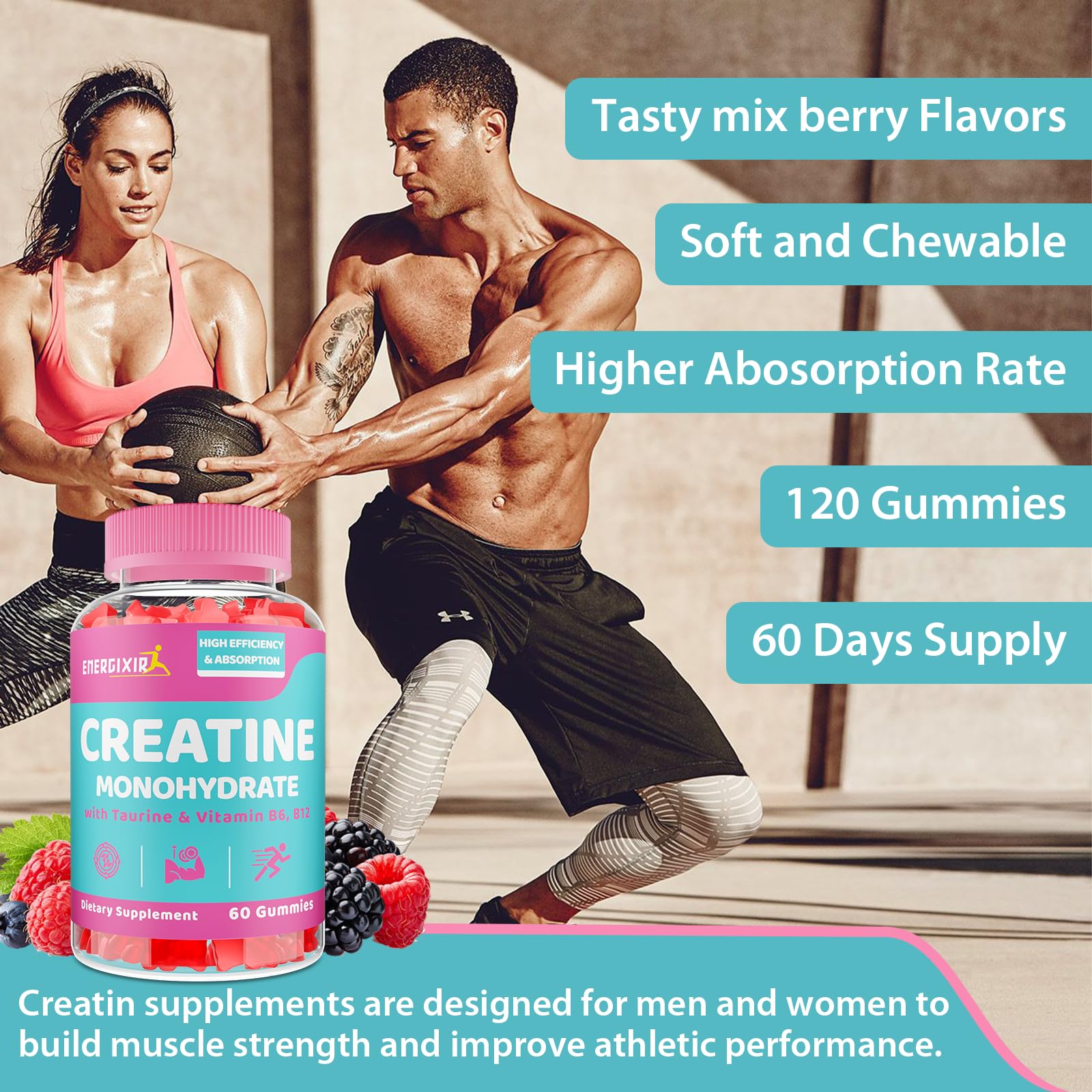 Energixir Creatine Monohydrate Gummies side view