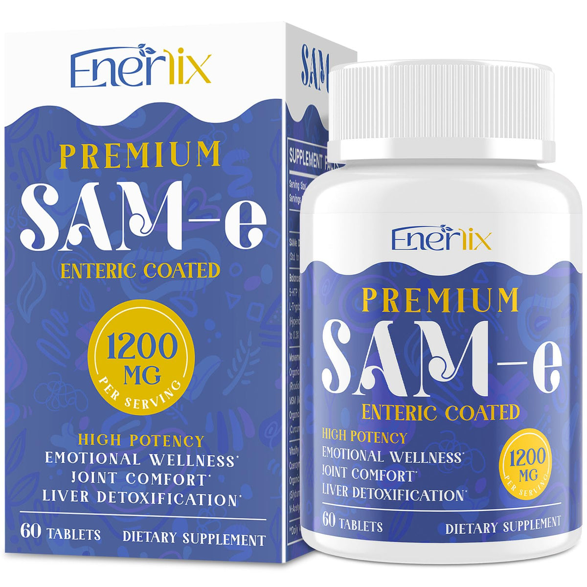 Enerlix SAM-e 800mg enteric-coated tablets front view