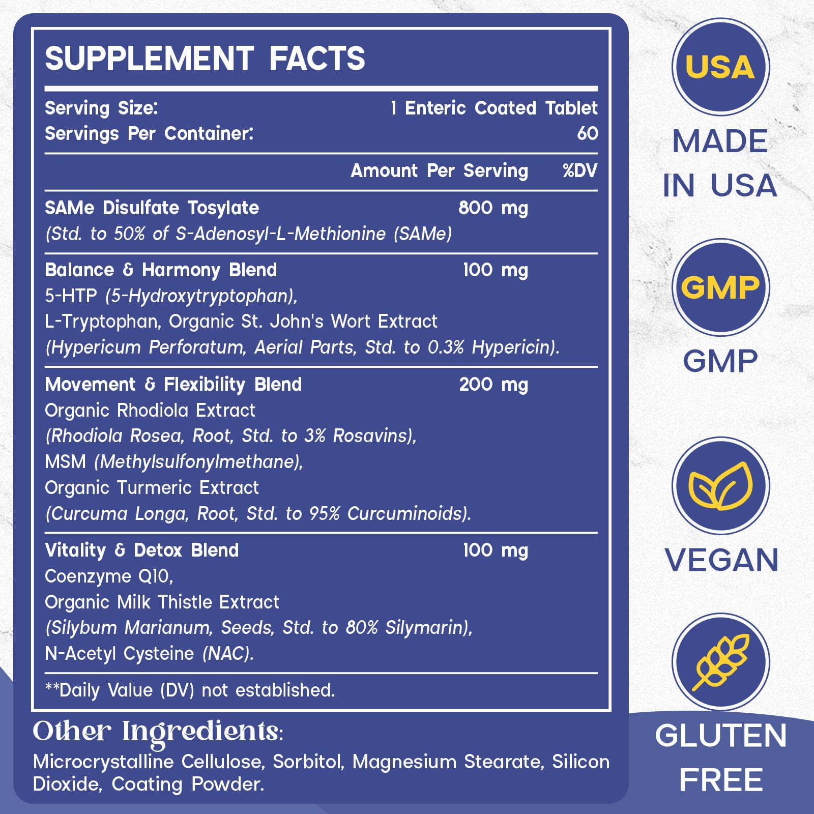 Enerlix SAM-e supplement bottle with 120 tablets