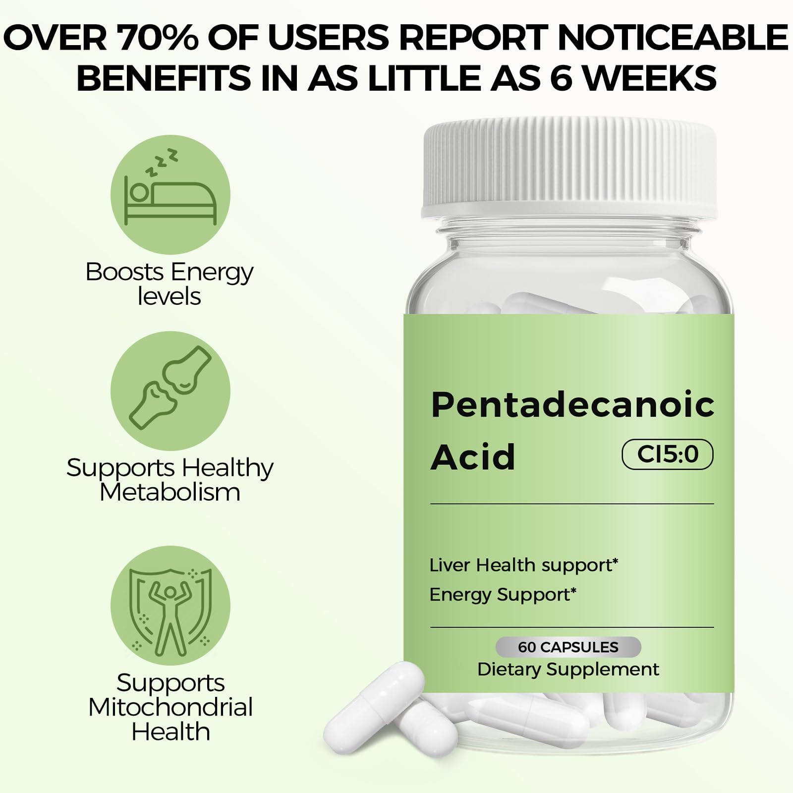 Engtozl Pentadecanoic Acid (C15:0) 300mg capsules bottle with label
