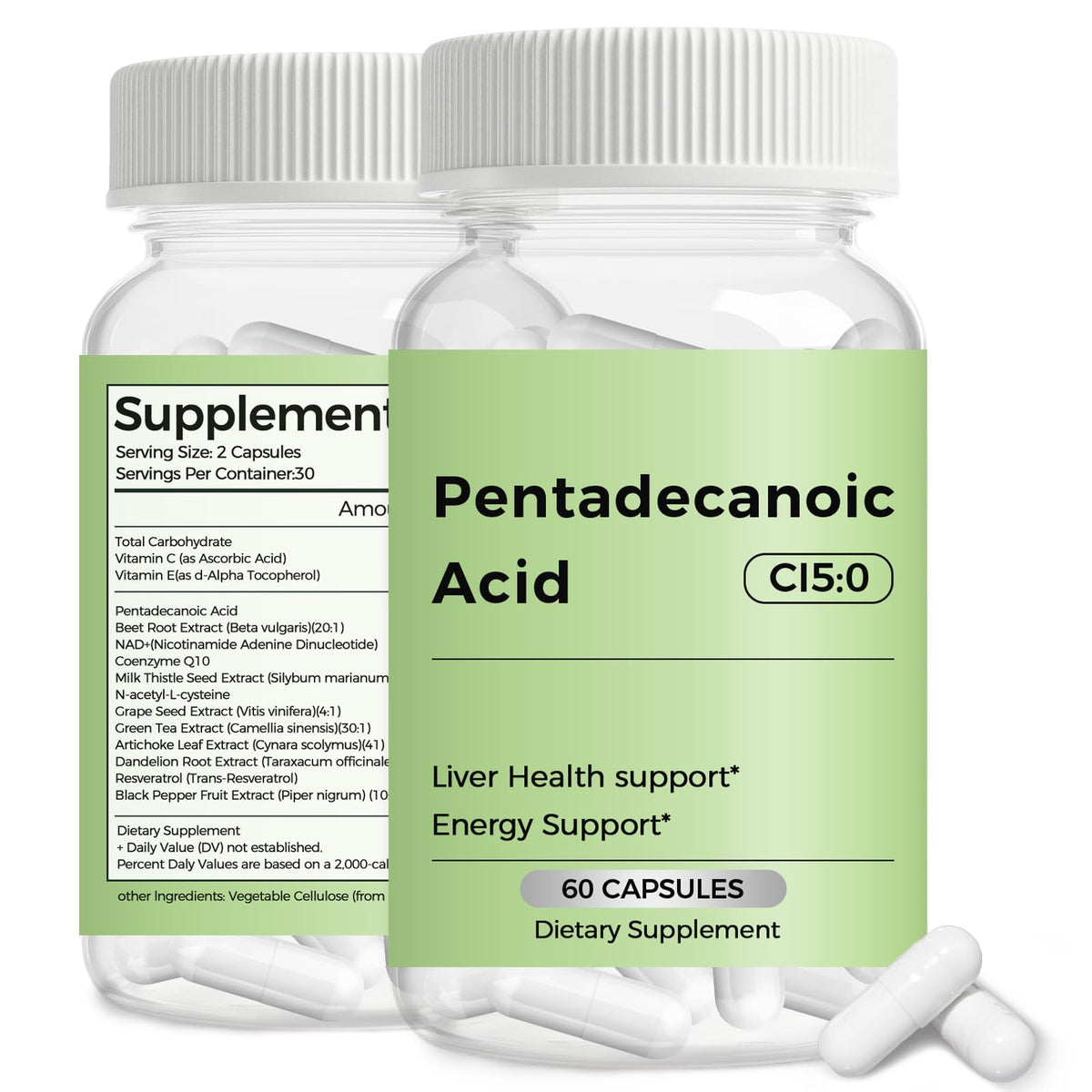 Engtozl Pentadecanoic Acid (C15:0) 300mg capsules front view